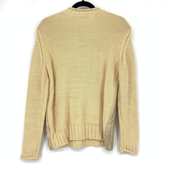 Narcisco Rodriguez Design Nation Pullover Sweater Womens Sz M Tan Gold Coated - Picture 2 of 6